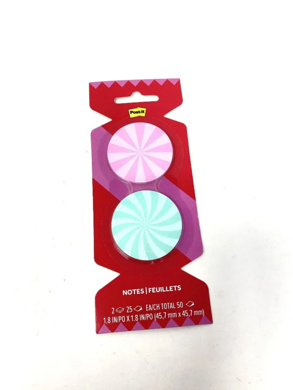Post-it® 2 Packs Jingle Notes Gingerbread Man/Candy And Pink Green Round Candy